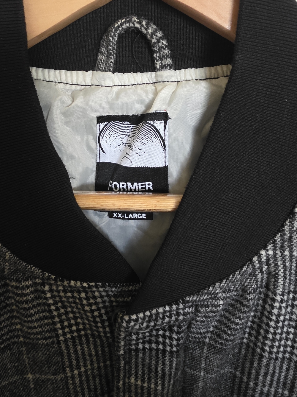 Men's Gray Glen Plaid Bomber Jacket with Black Trim